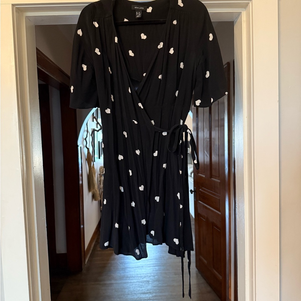 Black Wrap Dress with White Polka Dots